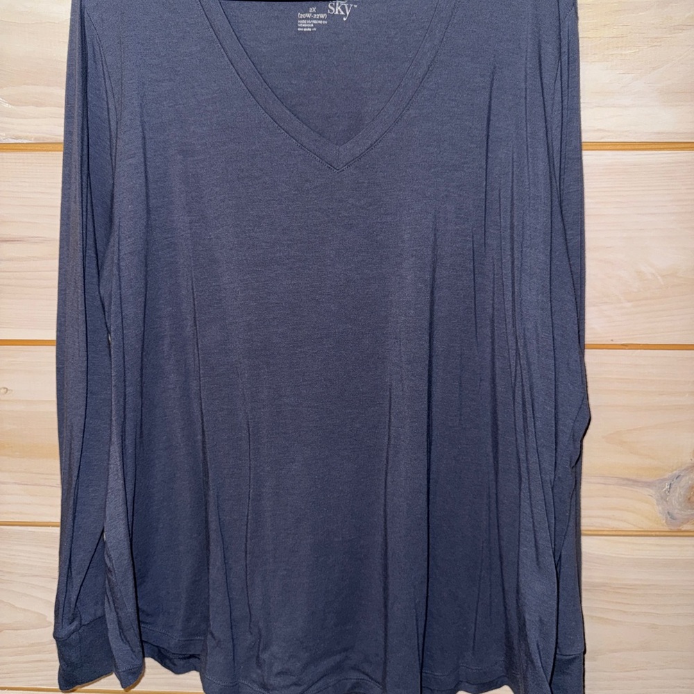 Terra & Sky Charcoal V-Neck Top